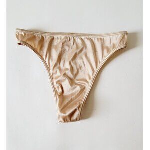 Wolford Beige Satin Thong MEDIUM Panties Underwear Sissy Second Skin